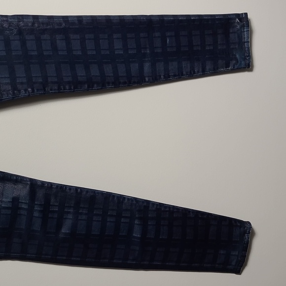 7 FOR ALL MANKIND The Skinny Wax Coated Blue Jeans With Plaid Pattern Size 29 - Picture 8 of 16